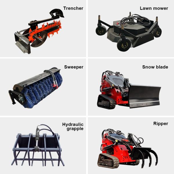 Skid Steer Loader Accessories,Trencher,Lawn mower,Sweeper,Snow blade ...